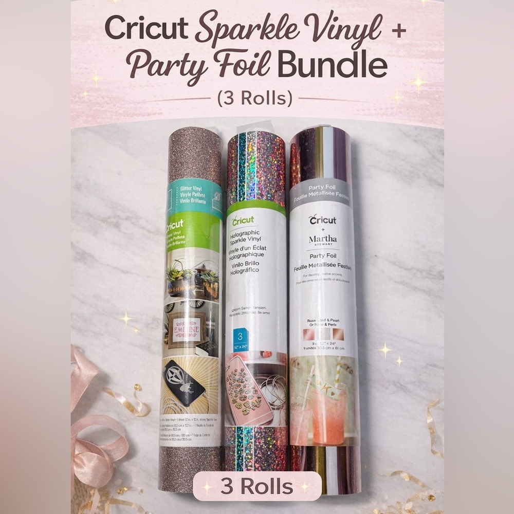 Cricut Glitter and Holographic Vinyl Set - Green, Silver, Multicolor